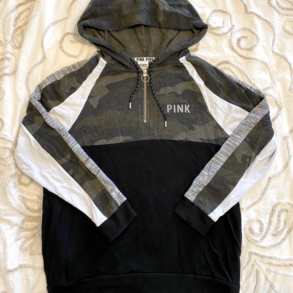 PINK Victoria’s Secret Camo Quarter Zip Hoodie